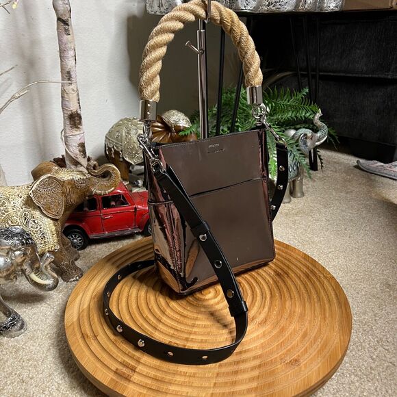 Metallic Bucket Bag with Rope Handle - Picture 9 of 16